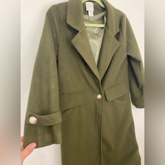 JOIE|| Army Green Peacoat, with gold button detail. Size Medium - Picture 2 of 8